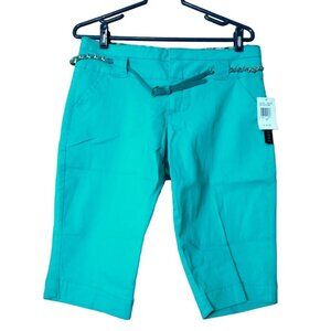 Preswick & Moore Petites Women's Size 12P Belted Green Capri Pants New